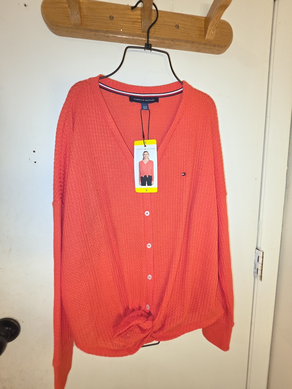 Tommy Hilfiger Coral V-Neck Button Front Cardigan
